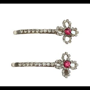 Crystal sparkle pink floral hair pin
